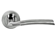 Atlantic Status Indiana Door Handles On Round Rose, Dual Finish Polished Chrome & Satin Chrome - S33R/SCPC (sold in pairs)